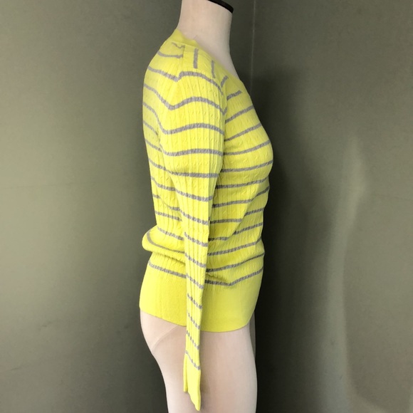 Banana Republic Sweater Ribbed Yellow Stripe Cotton Rayon Small EUC - Picture 6 of 8